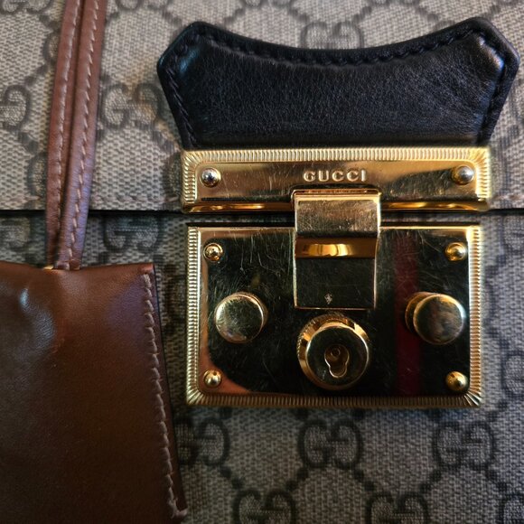 Rare GG Supreme Monogram Trunk Purse w/Bamboo Handle - Picture 6 of 8